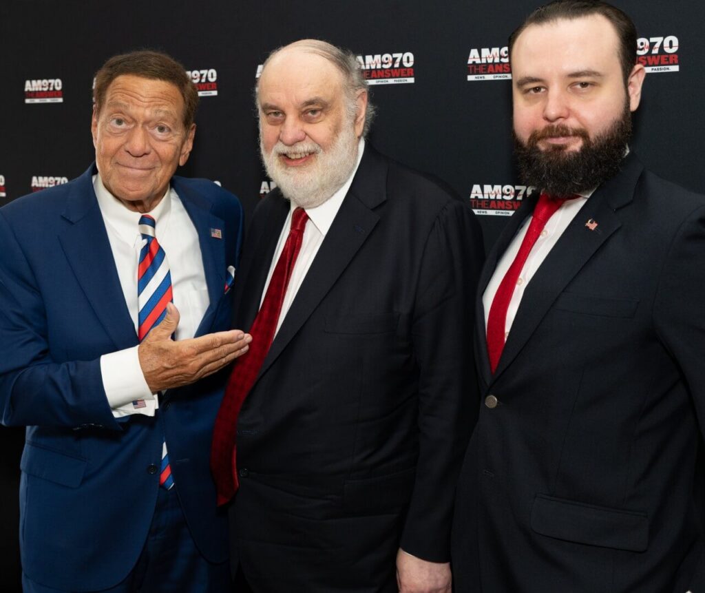 photo of Mike Connors and his son Michael with Joe Piscopo